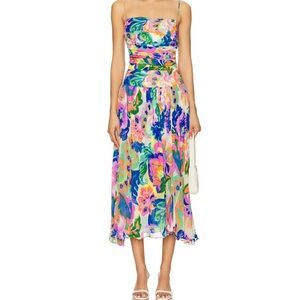 Amanda Uprichard Vibrant Floral Midi Dress - Lumiere Dress in Fleetwood Print